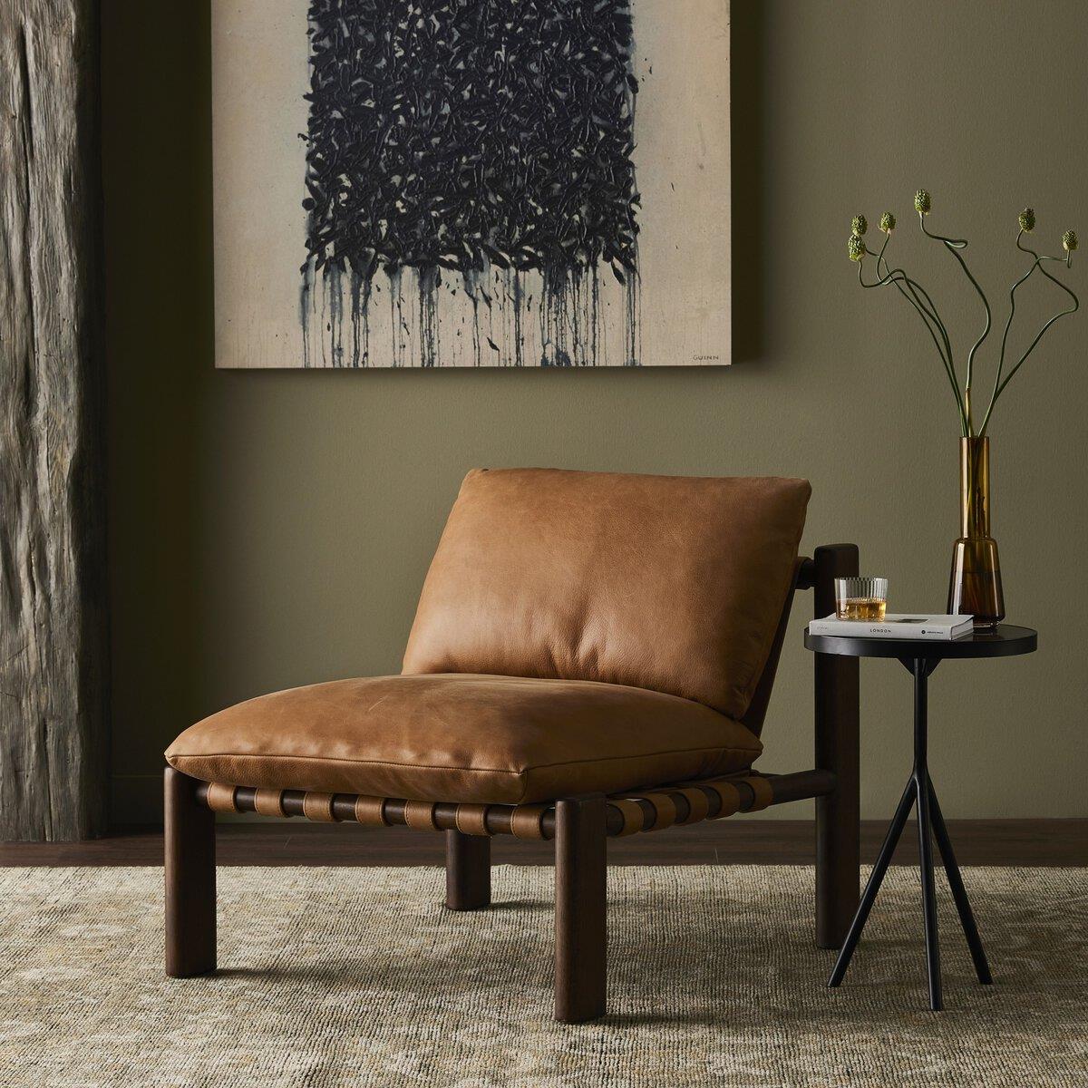 Doğal Ahşap Gerçek Deri Berjer - Soho 505