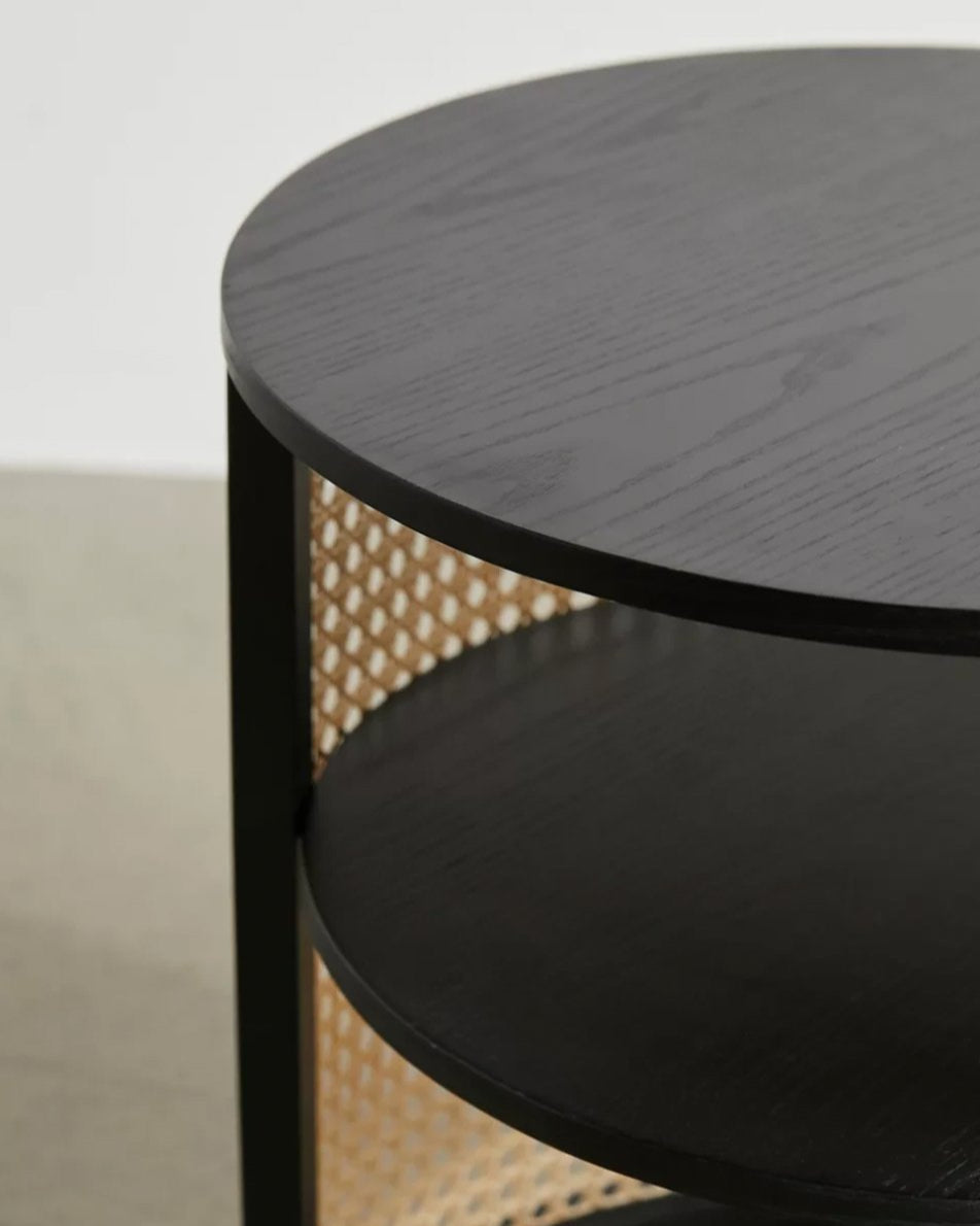 Siyah Doğal Ahşap Hazeran Yan Sehpa - Soho 501