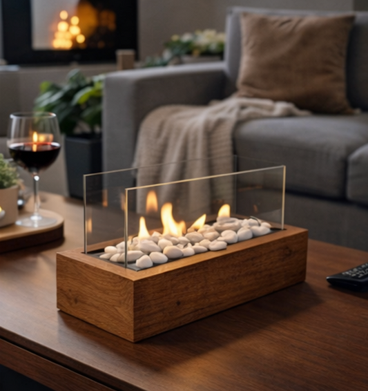 Doğal Ahşap Masaüstü Şömine - Soho 643