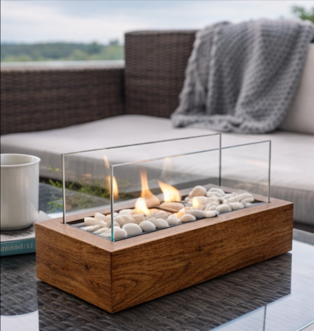 Doğal Ahşap Masaüstü Şömine - Soho 643