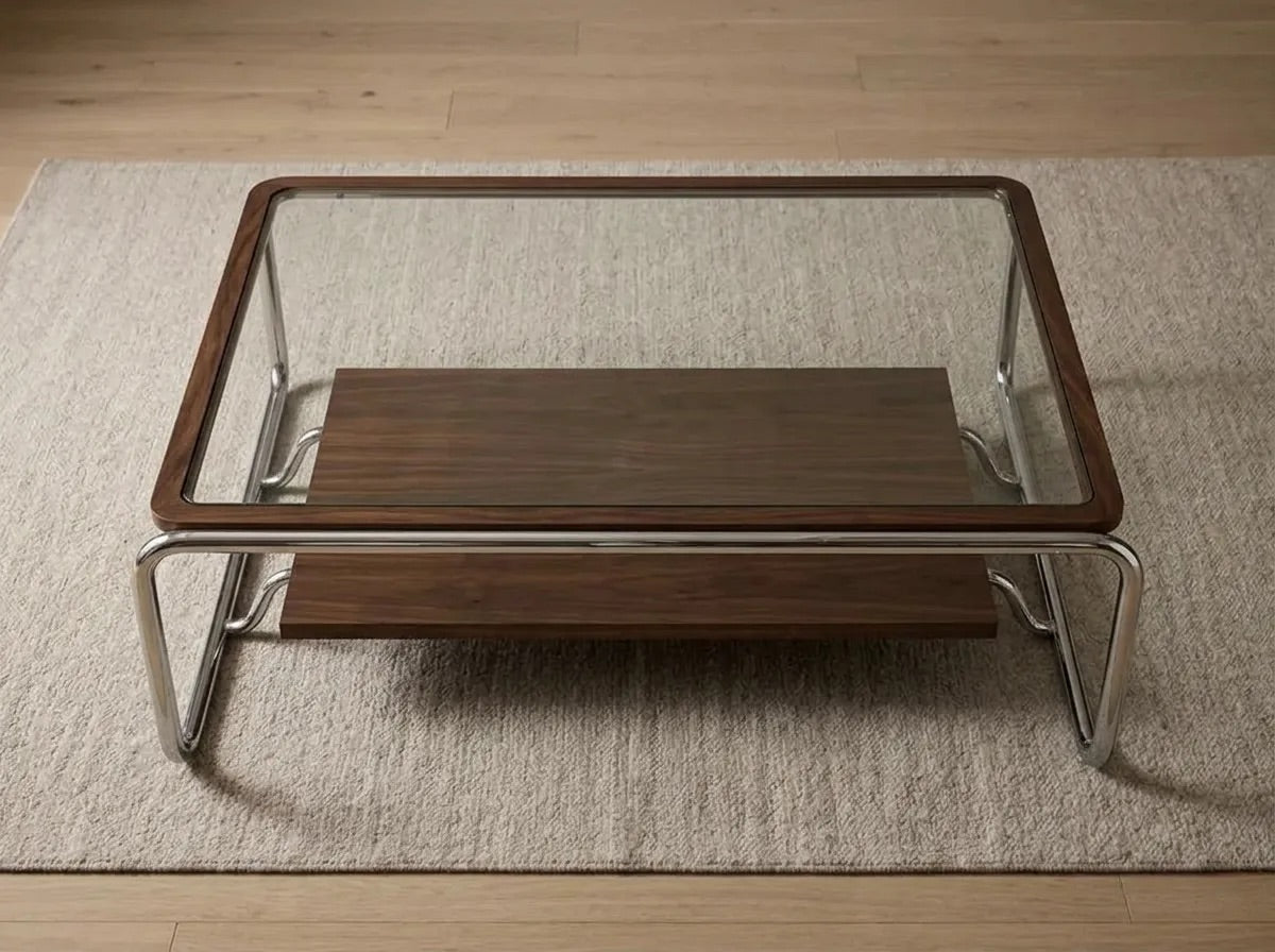 Ahşap Detaylı Krom Orta Sehpa - Soho 669