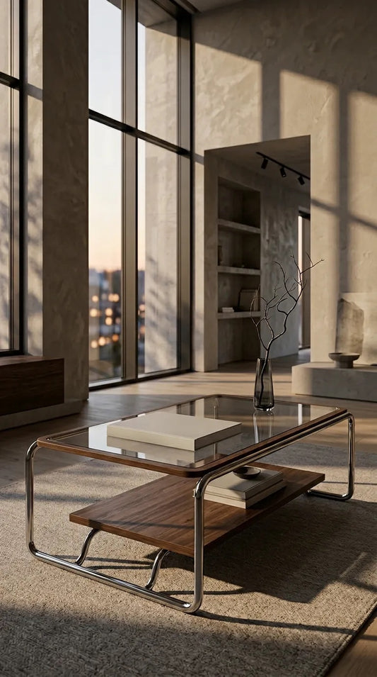 Ahşap Detaylı Krom Orta Sehpa - Soho 669