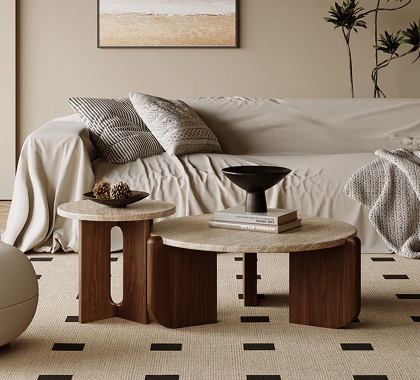 Traverten Yan Sehpa/Komodin - Soho 526