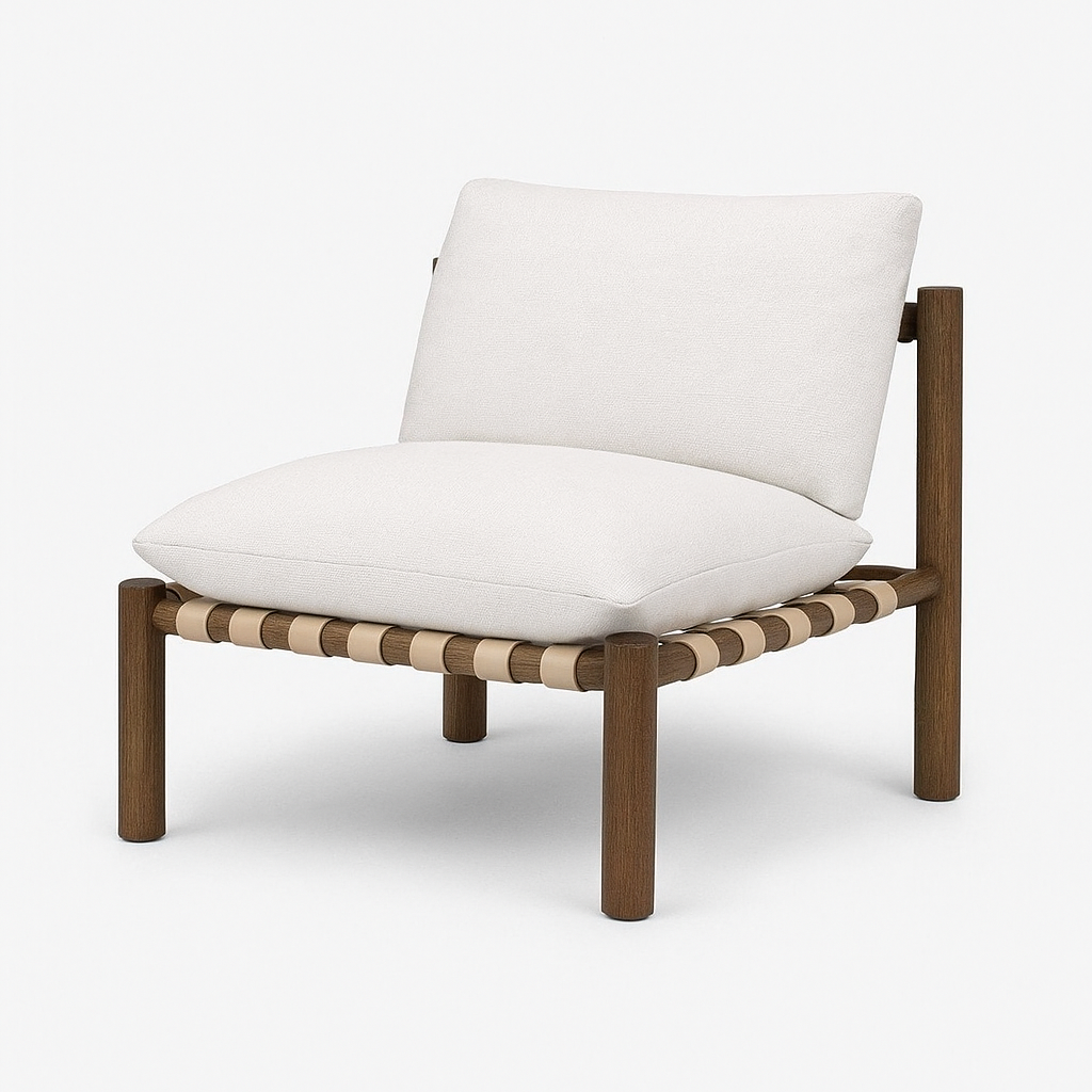 Doğal Ahşap Deri Detaylı  Berjer - Soho 561