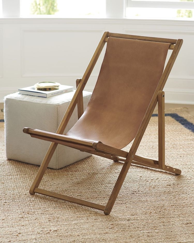 Gerçek Deri Ahşap Şezlong - Soho 143