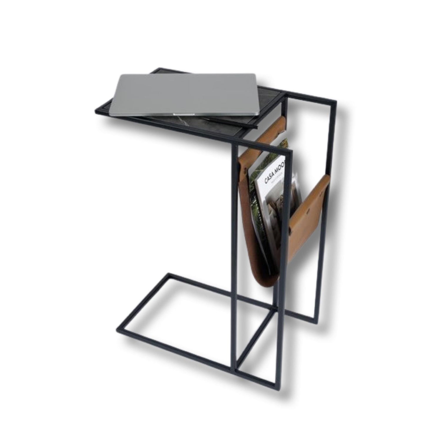 Doğal Mermer Deri Yan Sehpa - Soho 114