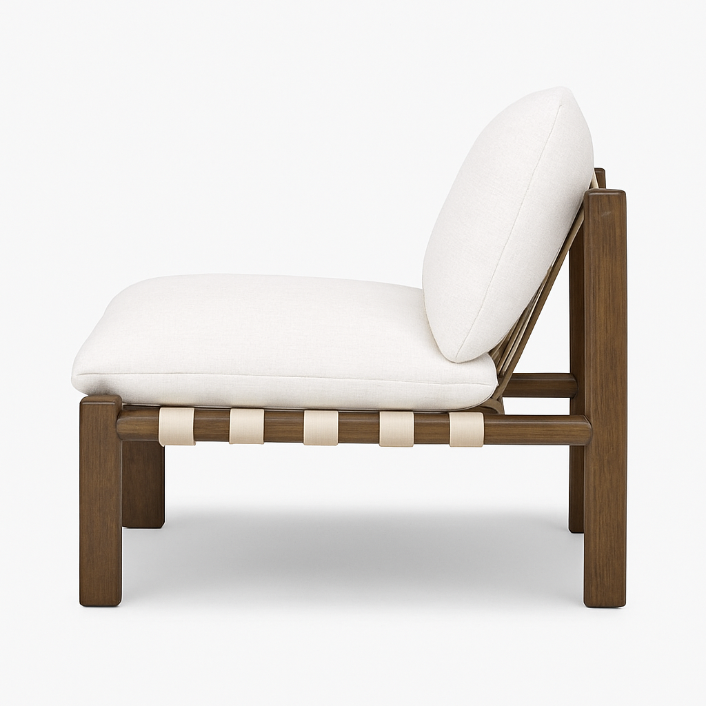 Doğal Ahşap Deri Detaylı  Berjer - Soho 561