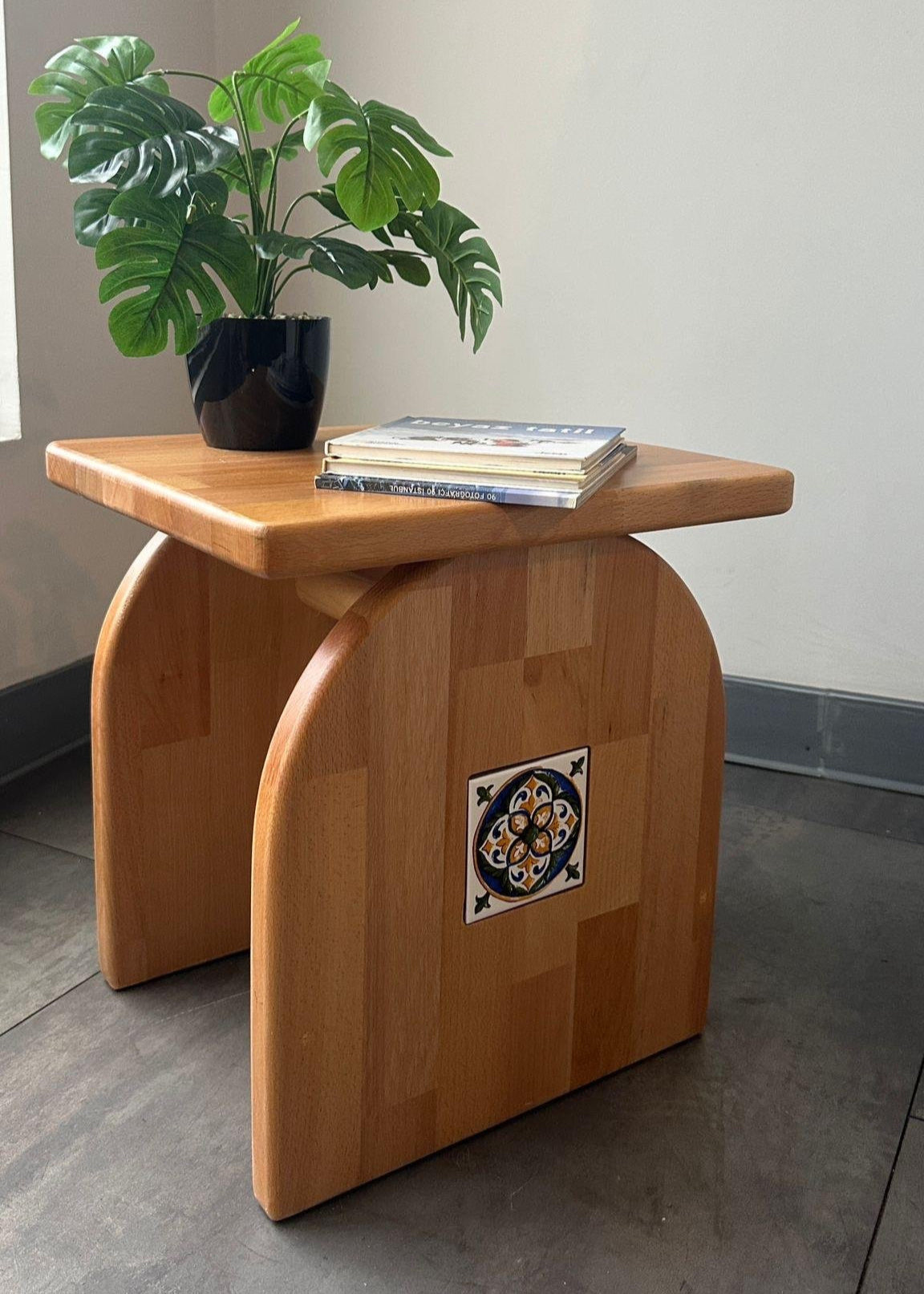 Doğal Ahşap Yan Sehpa-Tabure - Soho 515