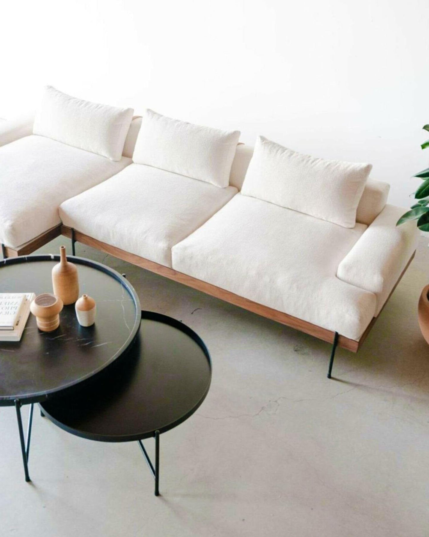 Beyaz Keten Sol Köşe Koltuk - Soho 250