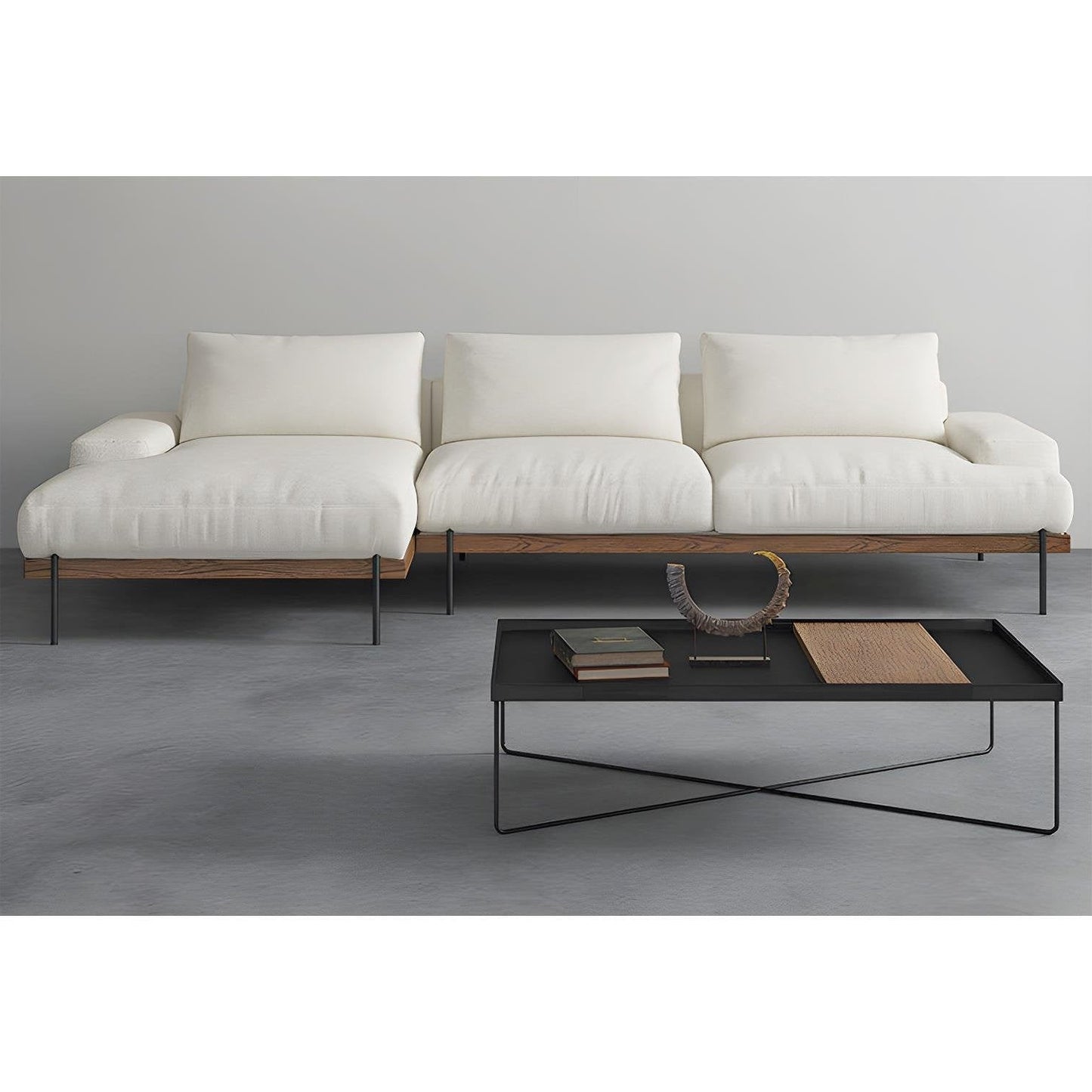 Beyaz Keten Sol Köşe Koltuk - Soho 250