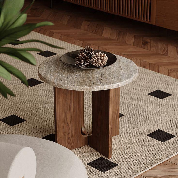 Traverten Yan Sehpa/Komodin - Soho 526