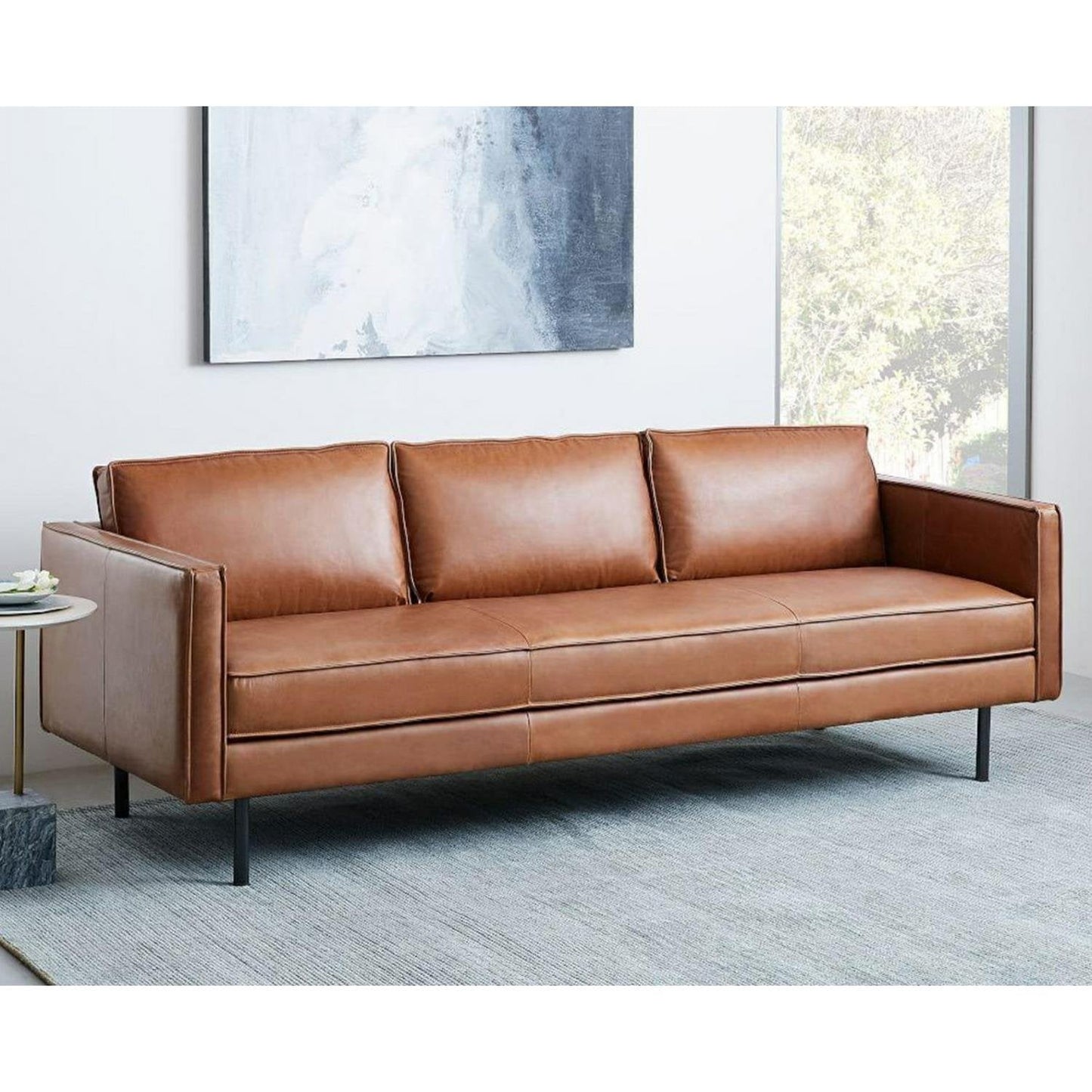 Gerçek Deri Kahverengi Üçlü Koltuk - Soho 301