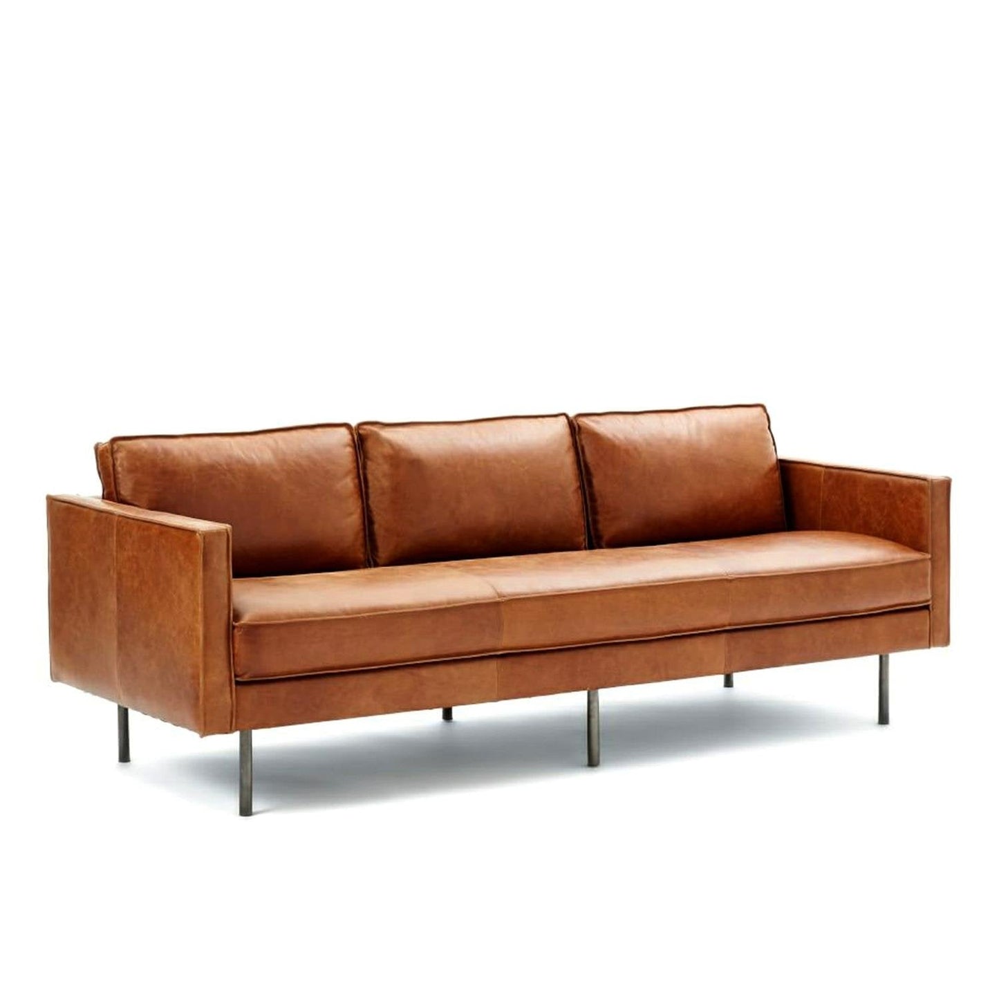 Gerçek Deri Kahverengi Üçlü Koltuk - Soho 301