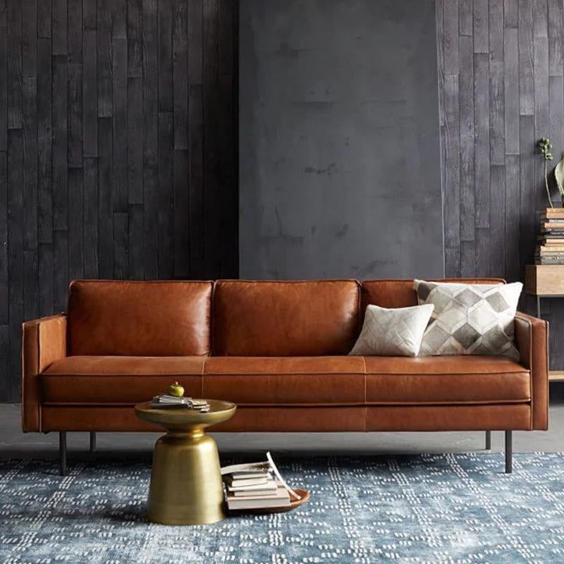 Gerçek Deri Kahverengi Üçlü Koltuk - Soho 301