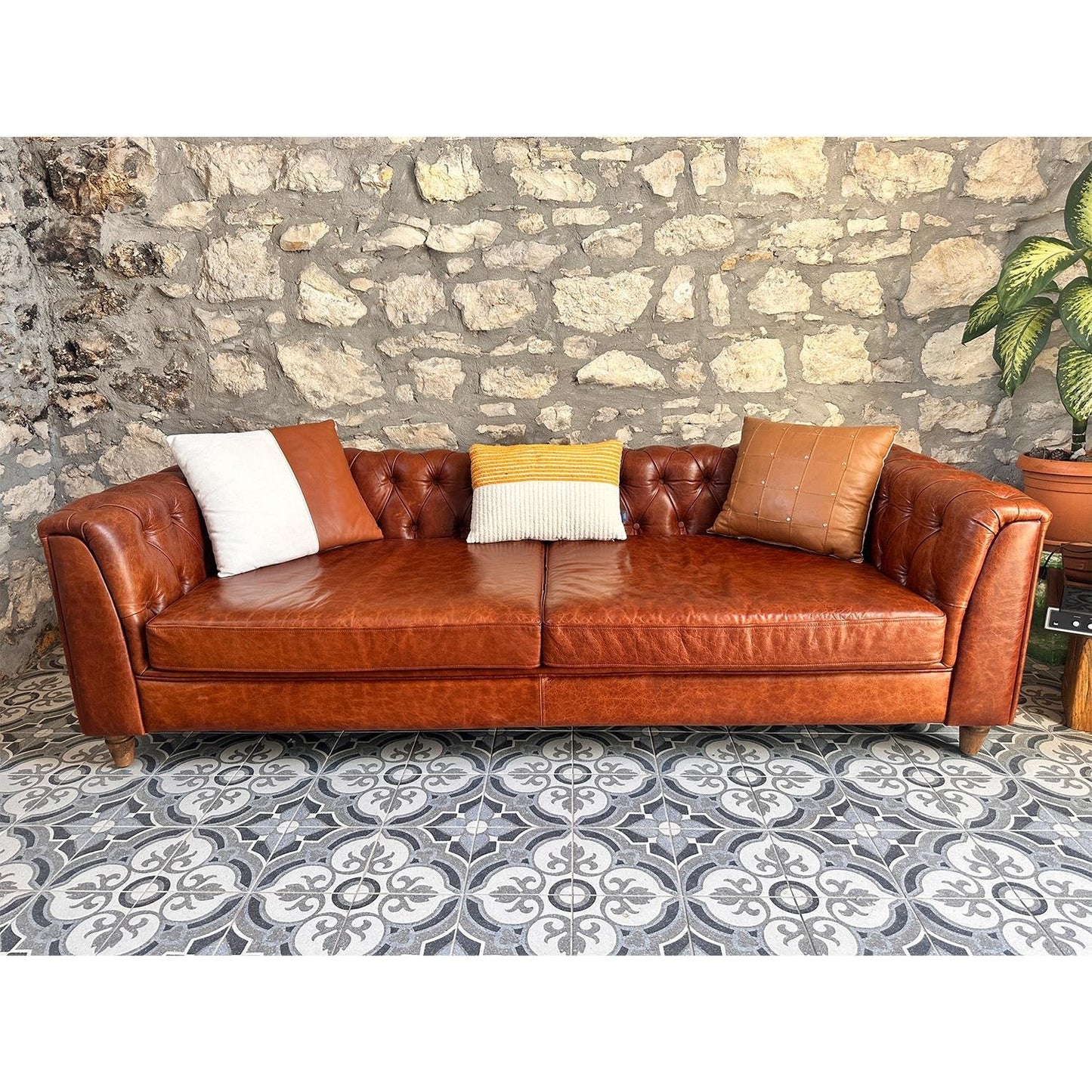 Gerçek Deri Chester 3'lü Koltuk - Soho 419