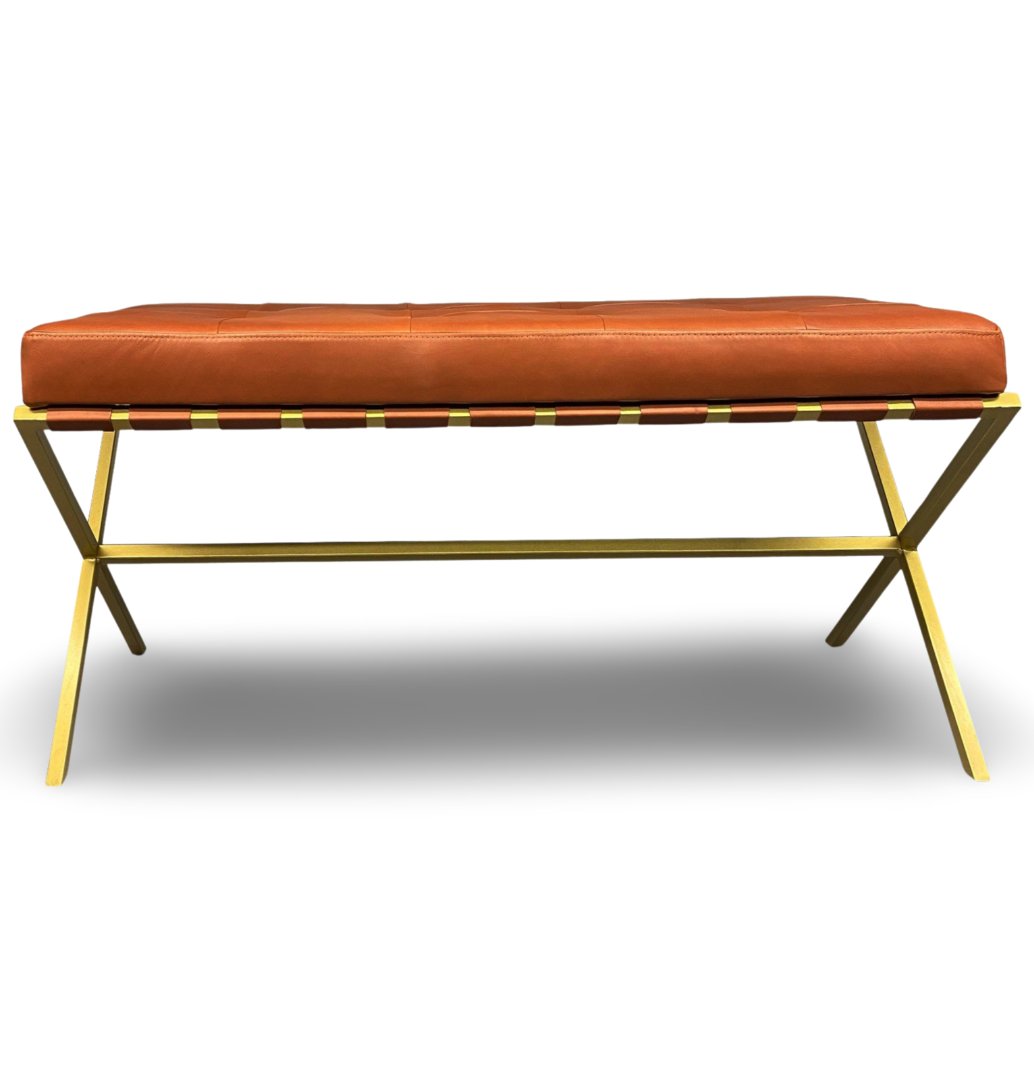Gold Metal Deri Bench - Soho 439