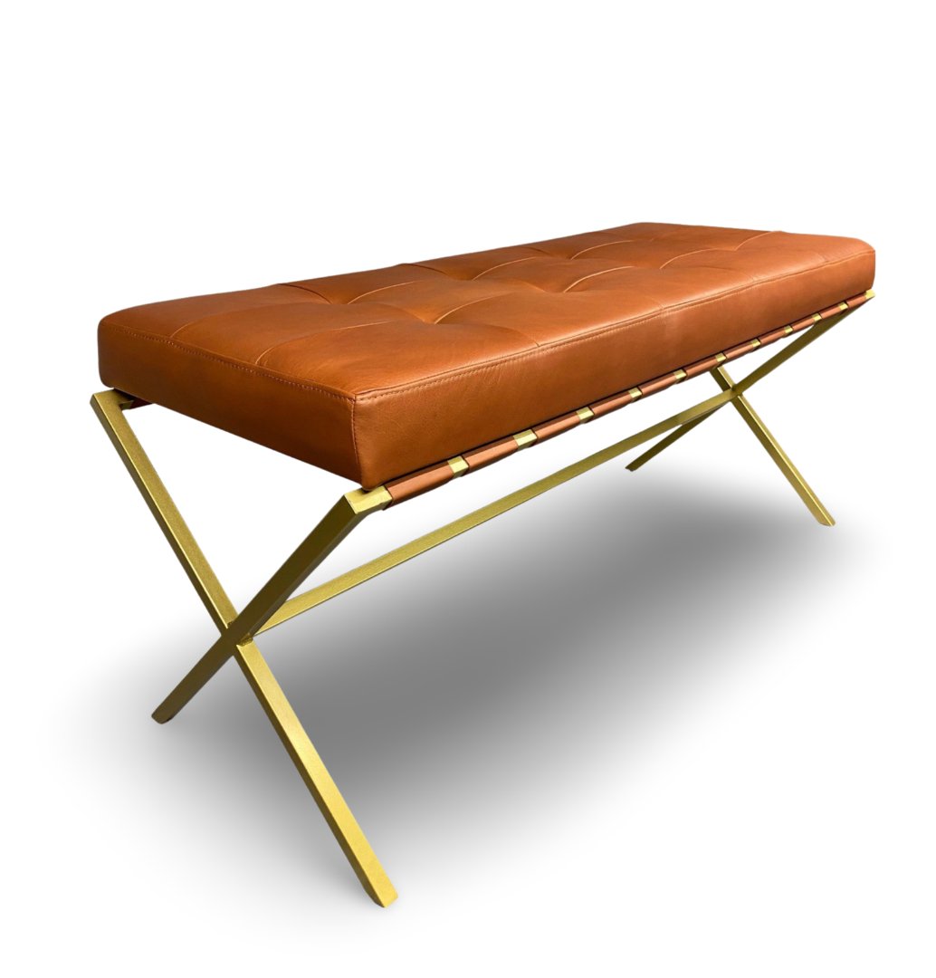 Gold Metal Deri Bench - Soho 439