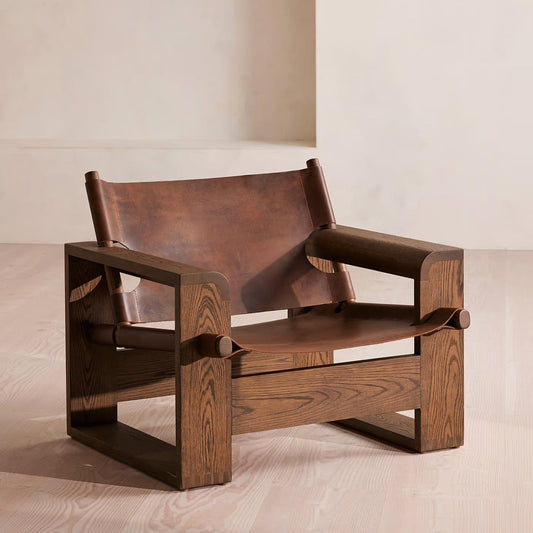 Doğal Ahşap Gerçek Deri Berjer - Soho 531