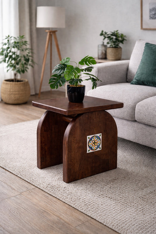 Doğal Ahşap Yan Sehpa-Tabure - Soho 515