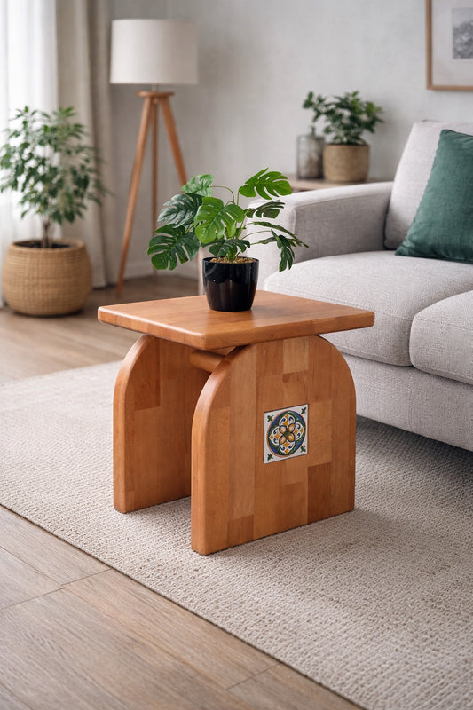 Doğal Ahşap Yan Sehpa-Tabure - Soho 515