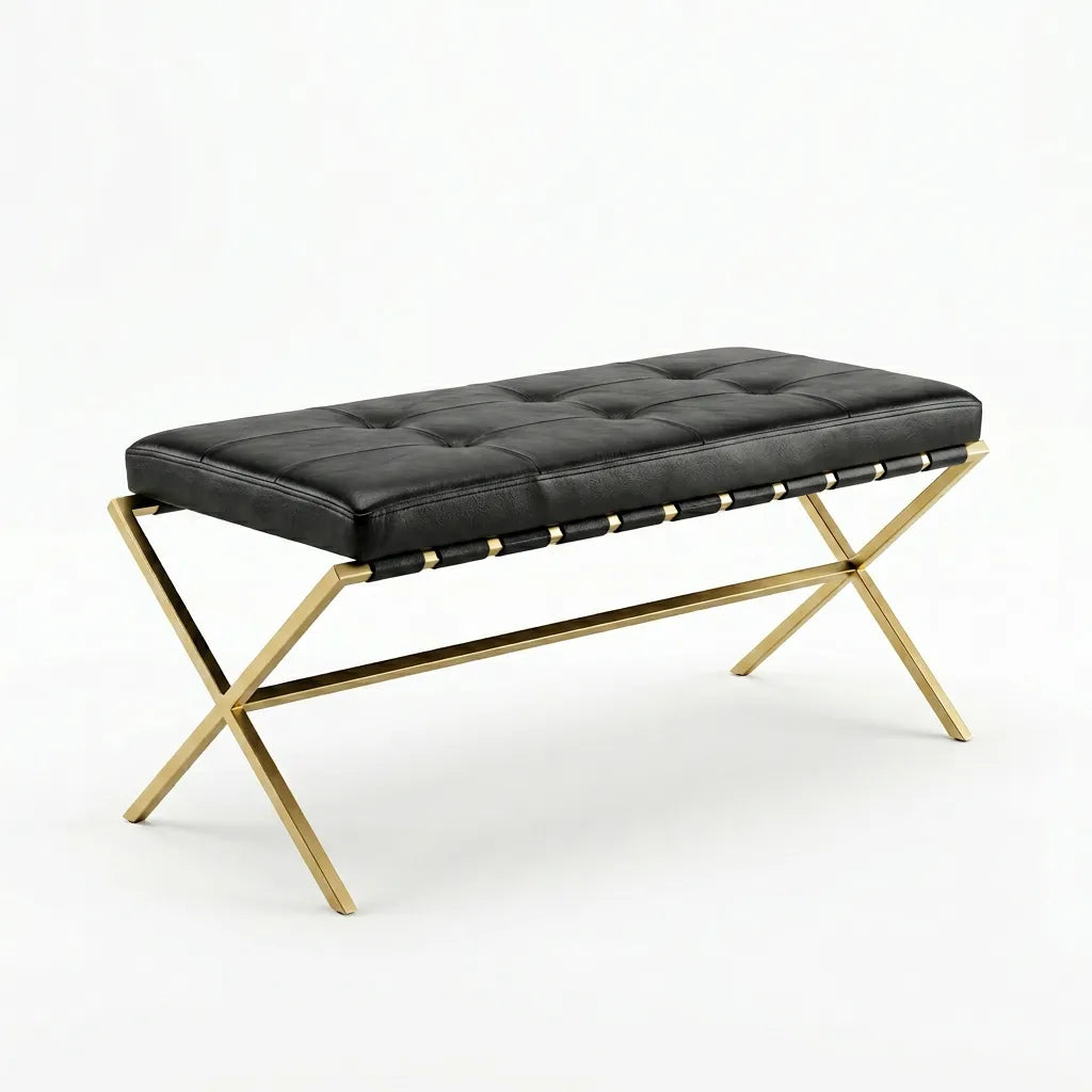 Gold Metal Deri Bench - Soho 269-1 Teşhir Ürünü