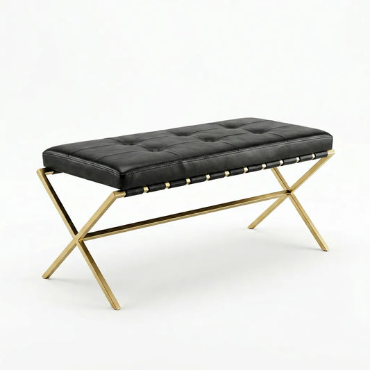 Gold Metal Deri Bench - Soho 269-1 Teşhir Ürünü