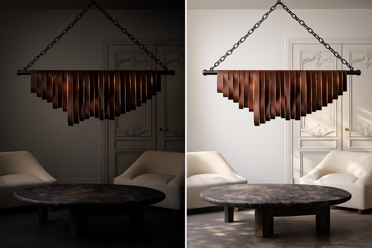 Deri Şerit Detaylı Özel Tasarım Aydınlatma - Soho 624