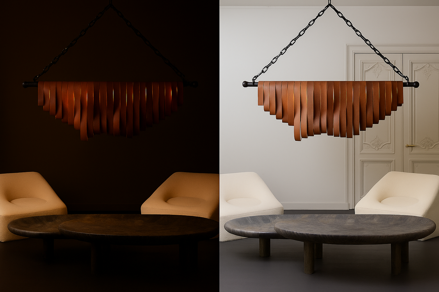 Deri Şerit Detaylı Özel Tasarım Aydınlatma - Soho 624