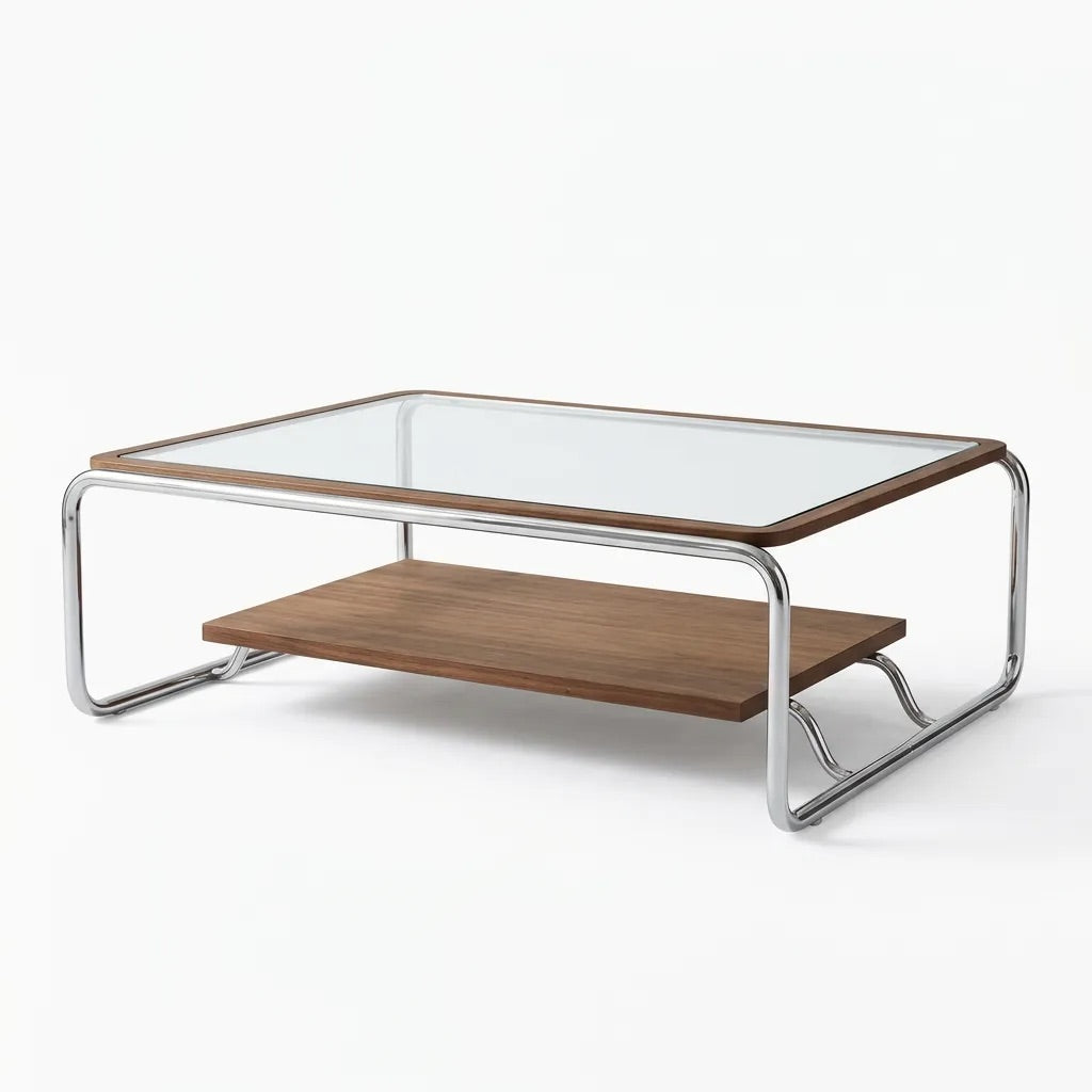 Ahşap Detaylı Krom Orta Sehpa - Soho 669