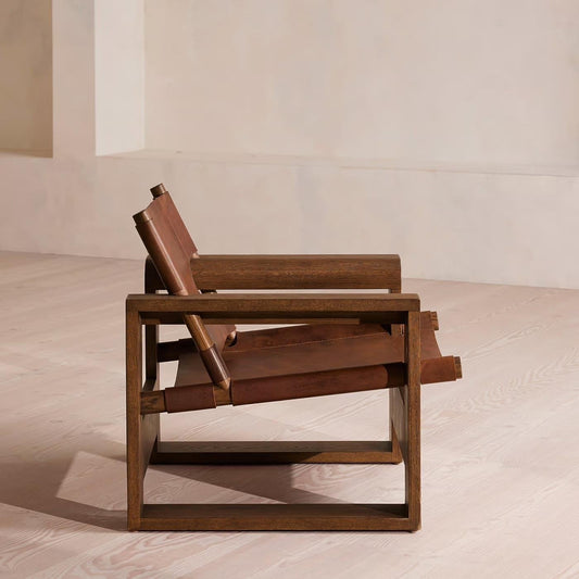 Doğal Ahşap Gerçek Deri Berjer - Soho 531