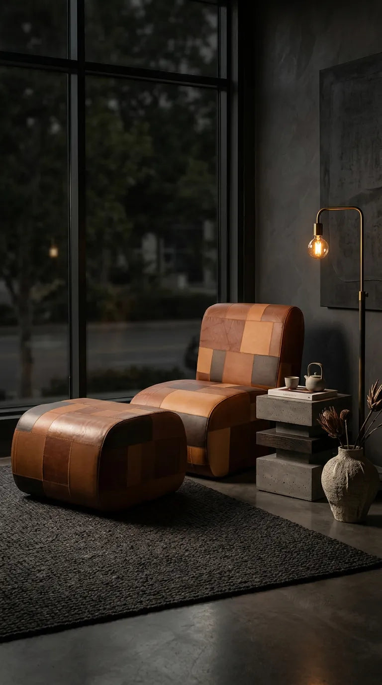 Hakiki Deri Patchwork Tasarım Berjer - Soho 708
