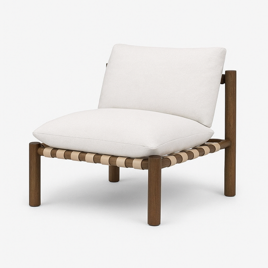 Doğal Ahşap Deri Detaylı  Berjer - Soho 561