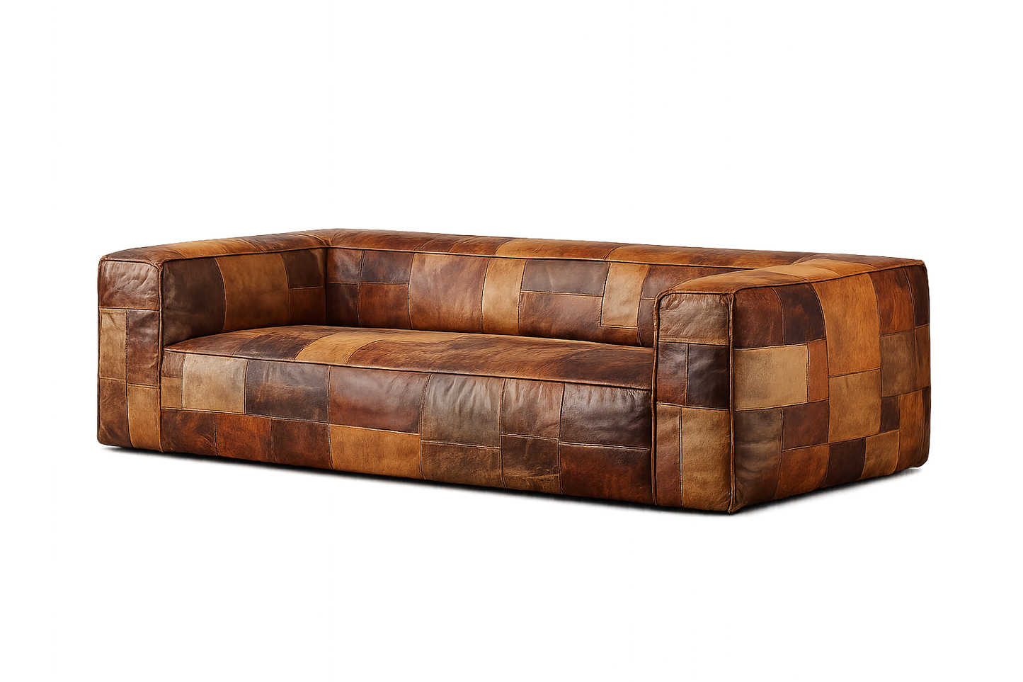 Patchwork Gerçek Deri Üçlü Koltuk - Soho 657