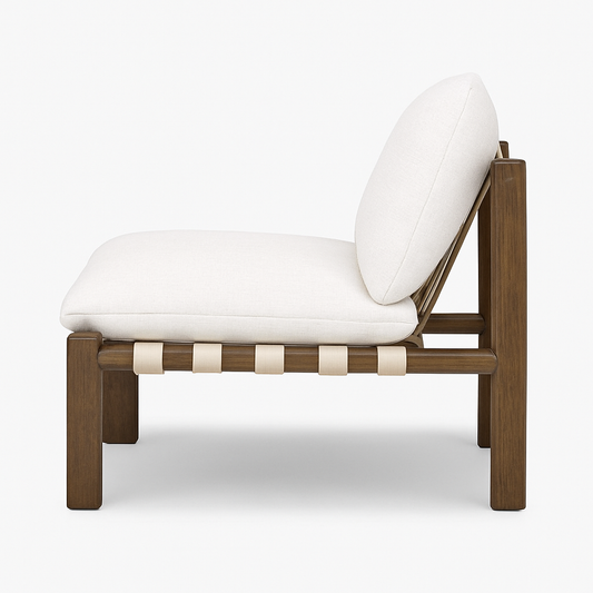 Doğal Ahşap Deri Detaylı  Berjer - Soho 561