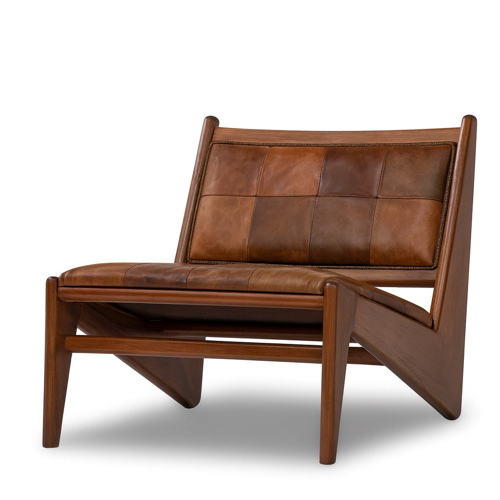 Gerçek Deri Doğal Ahşap Berjer - Soho 364