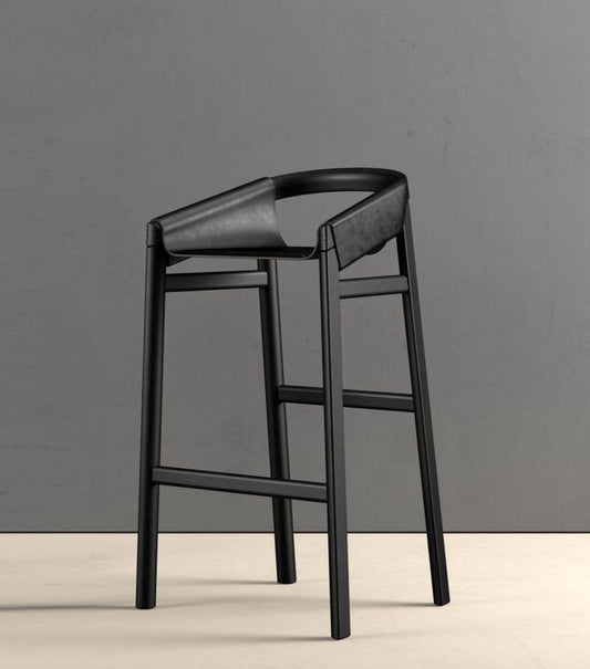 Doğal Ahşap Gerçek Deri Bar Sandalyesi Soho 551