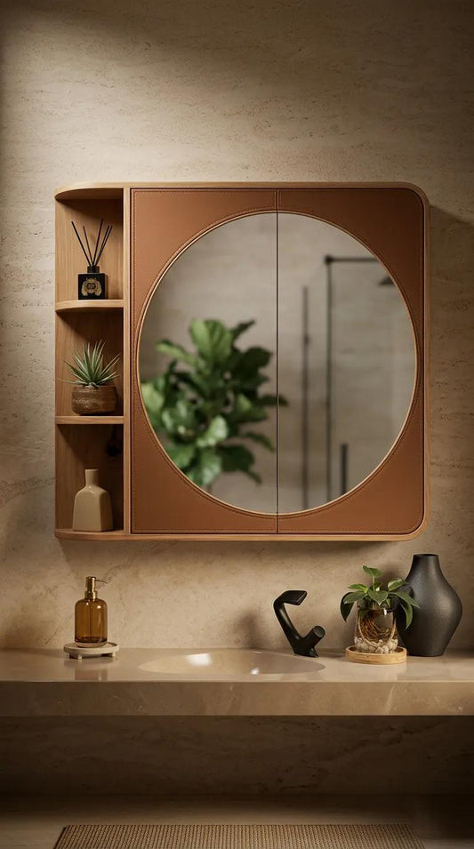 Deri Detaylı Banyo Dolabı - Soho 675