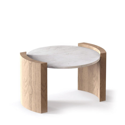 Beyaz Mermer Ahşap Orta Sehpa - Soho 360