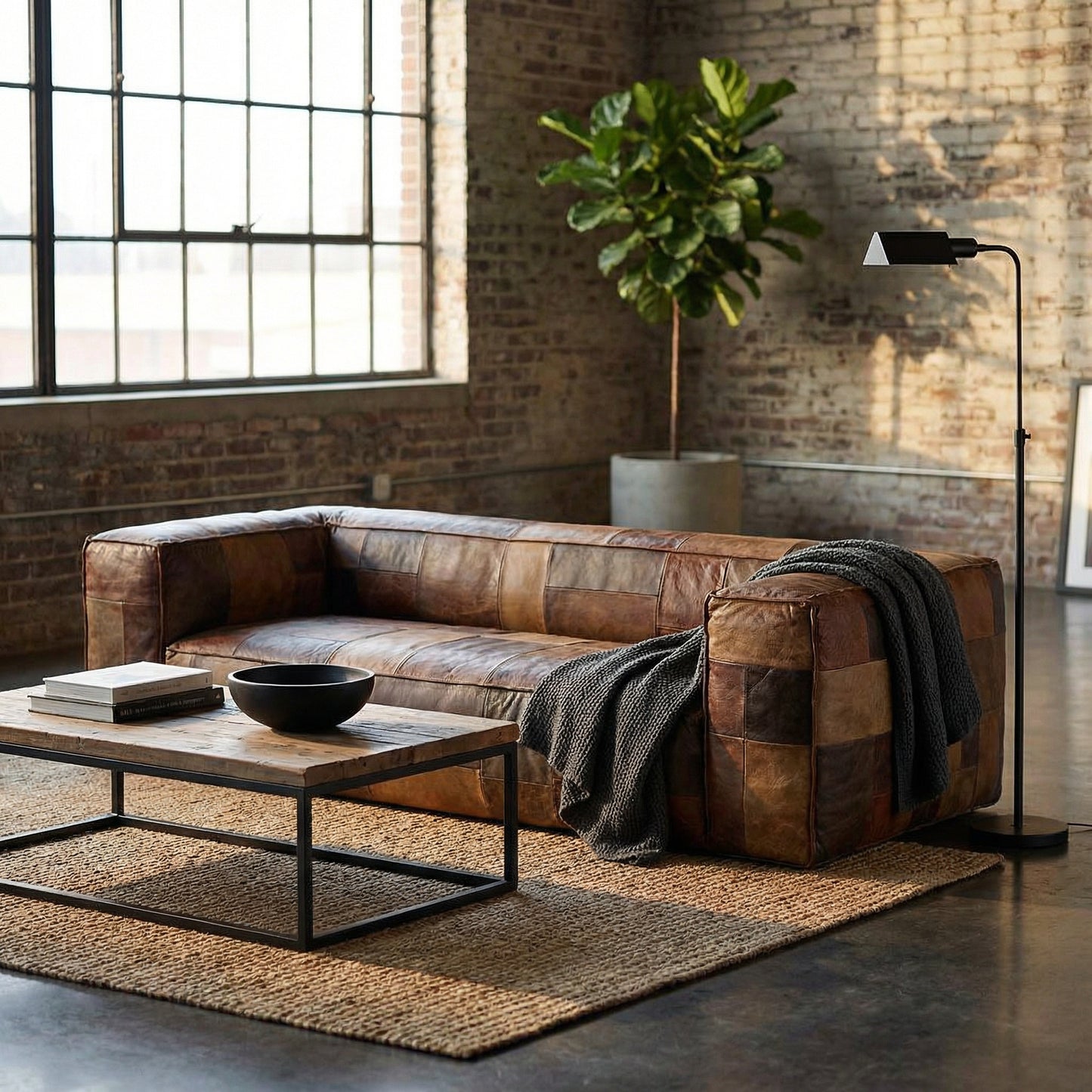 Patchwork Gerçek Deri Üçlü Koltuk - Soho 657