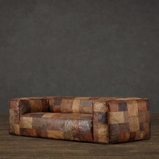 Patchwork Gerçek Deri Üçlü Koltuk - Soho 657