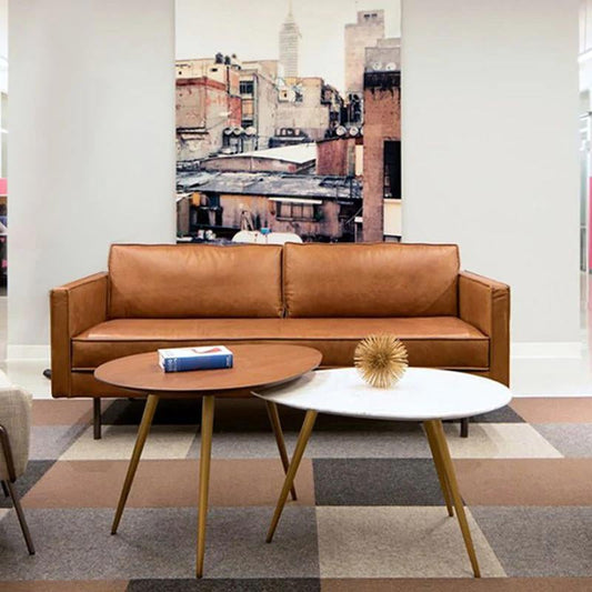 Gerçek Deri Kahverengi İkili Koltuk - Soho 443