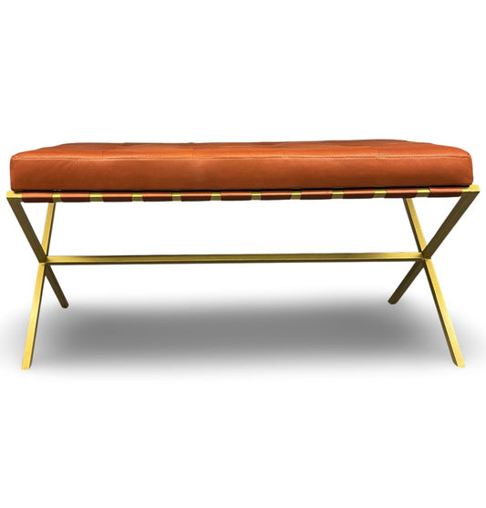 Gold Metal Deri Bench - Soho 439