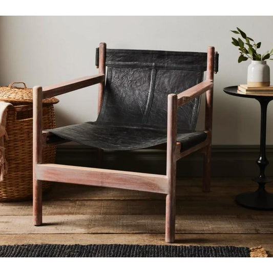 Siyah Gerçek Deri Safari Berjer - Soho 310