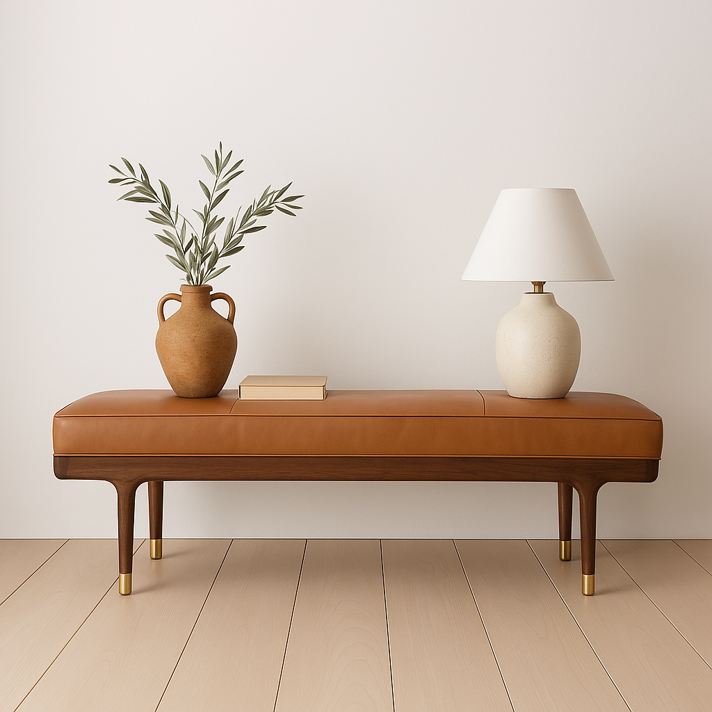 Doğal Ahşap Deri Bench - Soho 271